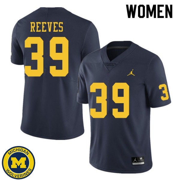 Womens University of Michigan #39 Lawrence Reeves Navy Alumni Jersey